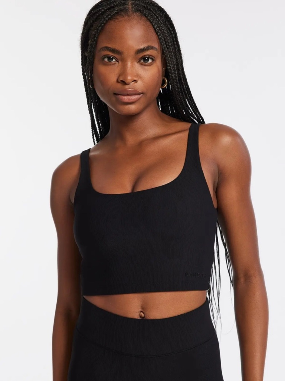 Black Rib Tempo Crop Bra